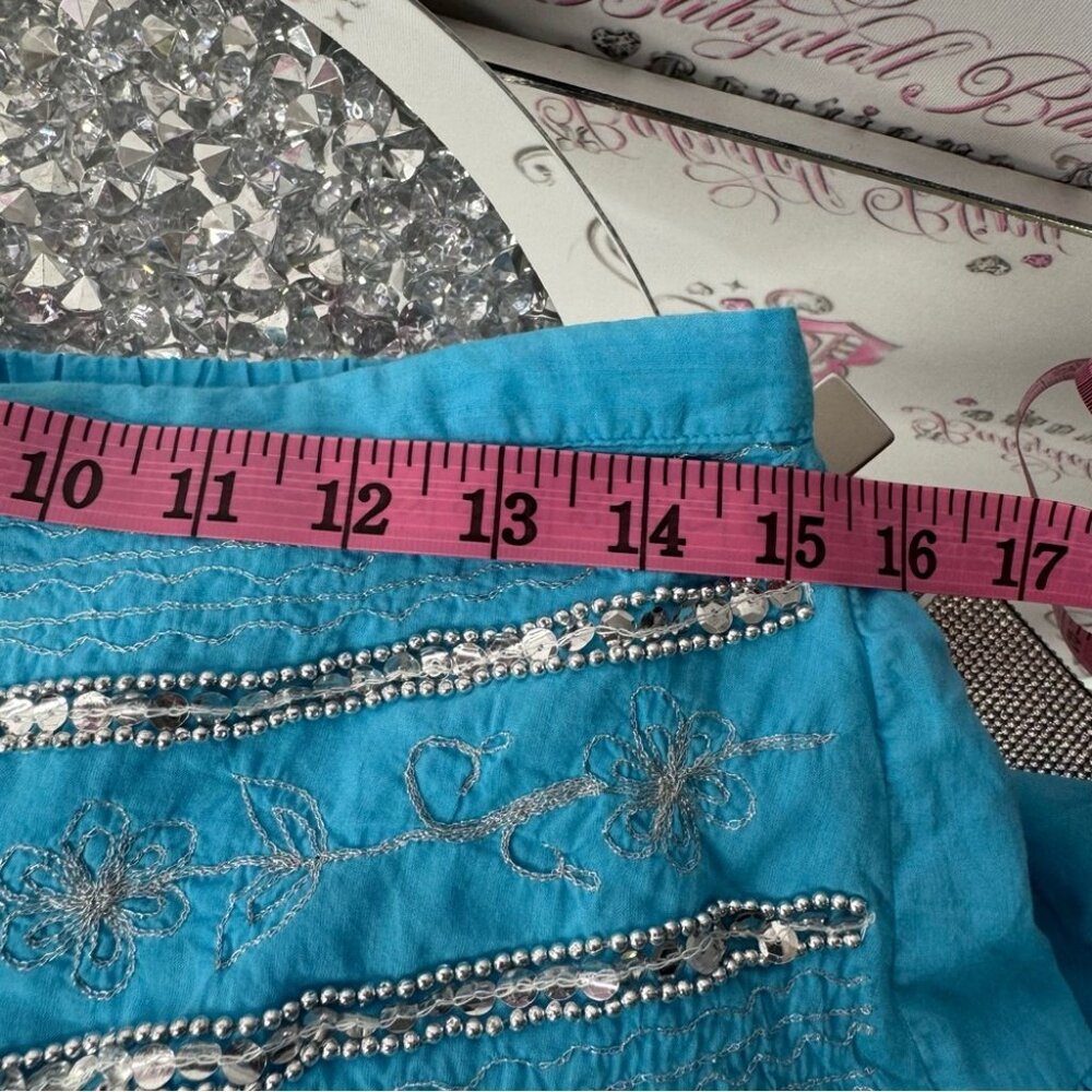 Peppermint bay skirt blue sequins floral embroidery ruffle, frilly bohemian - Picture 9 of 10